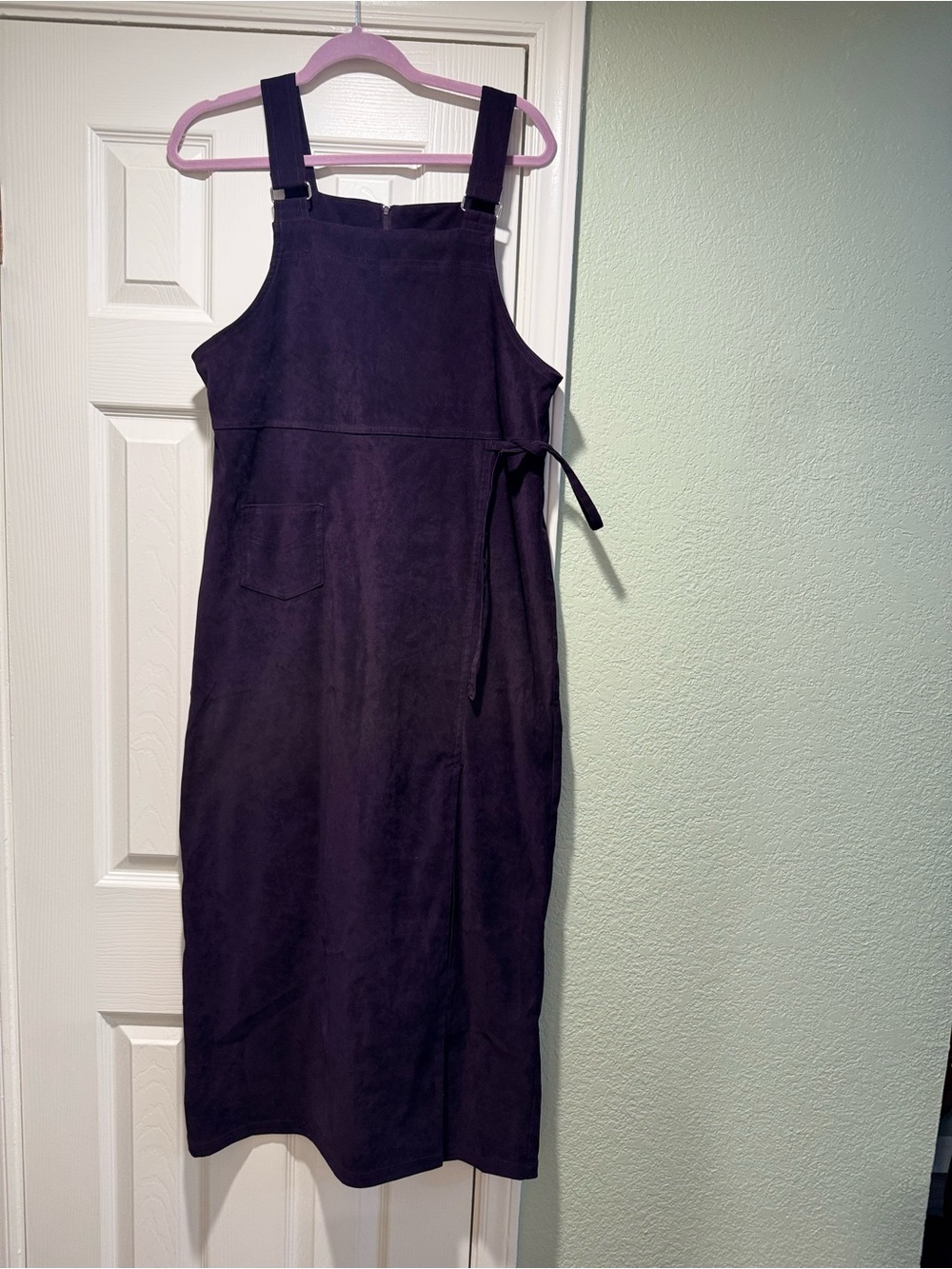 Women's Purple Pinafore Midi Dress with Side Tie Eric Charles Med Excellent